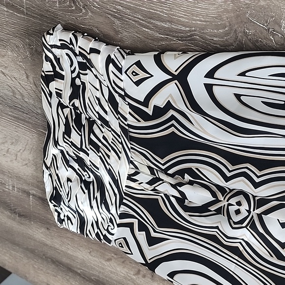 White House Black Market Strapless Silk A-Line Maxi Dress Abstract Print Sz. 4 - Picture 6 of 11